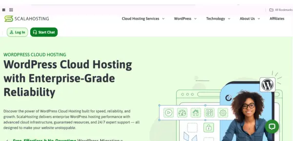 ScalaHosting WordPress hosting for small business with fast performance and secure servers