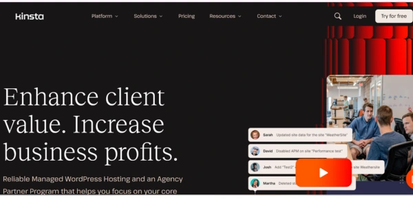 Kinsta WordPress hosting for agencies with fast performance and managed tools