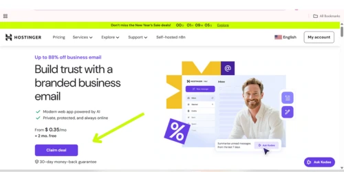 Hostinger email hosting platform for custom domain email setup and testing