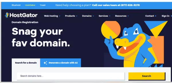 HostGator domain registration and management dashboard