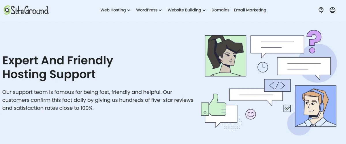 SiteGround expert and friendly hosting support illustration