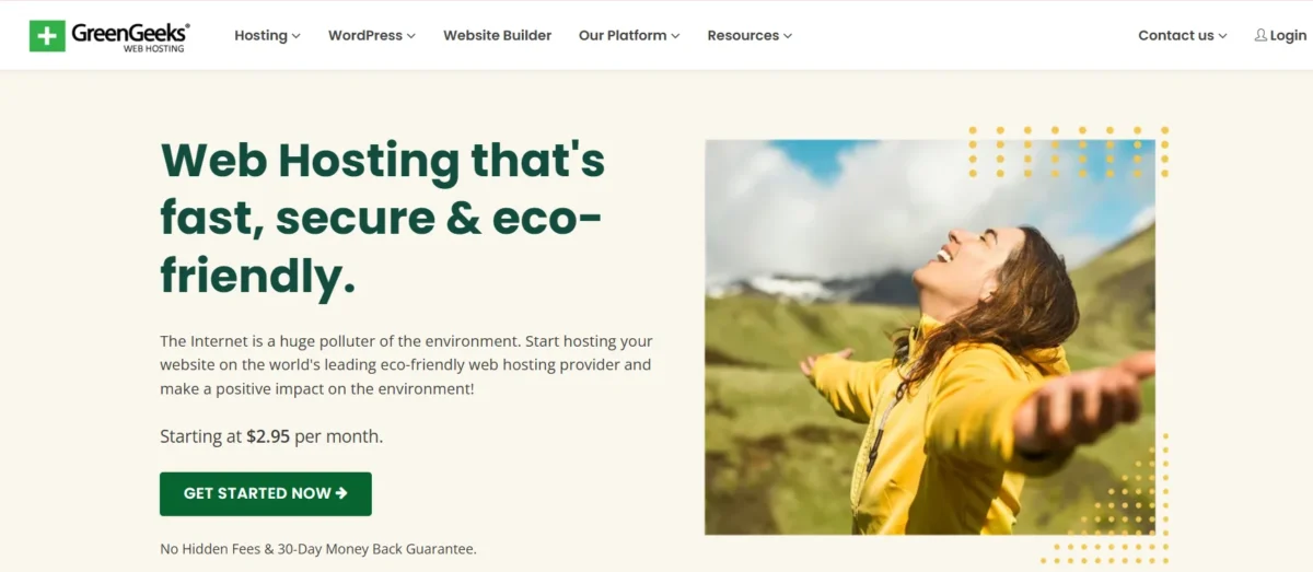 Person enjoying nature representing GreenGeeks eco-friendly web hosting