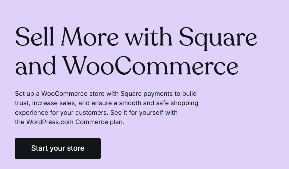 WooCommerce store with Square payments promotion banner