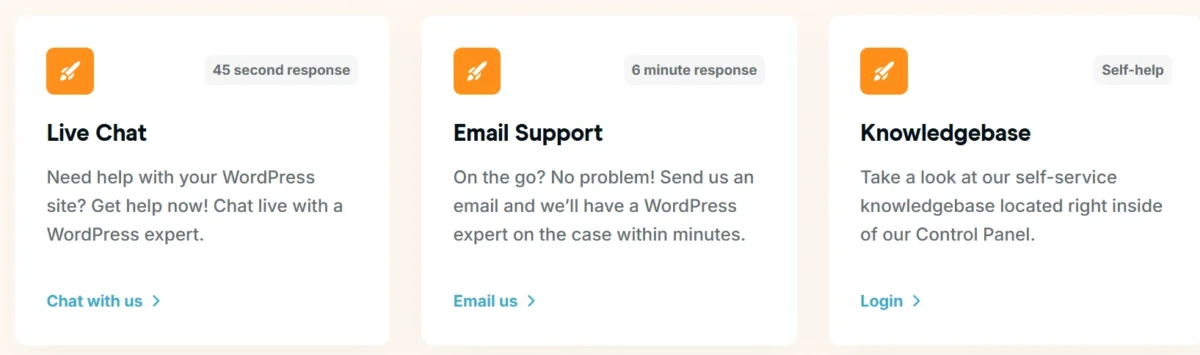 live chat email support knowledgebase options
