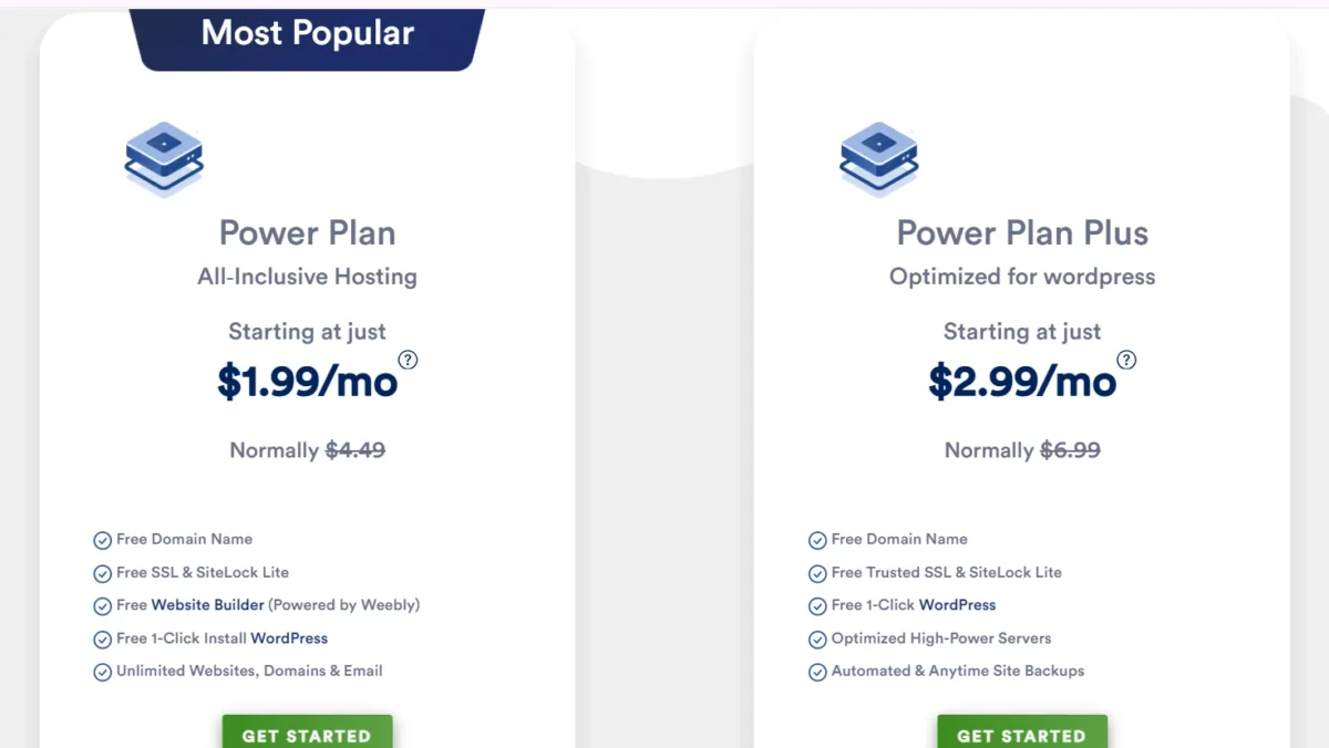 WebHostingPad Web Hosting Pricing Table pvyempire