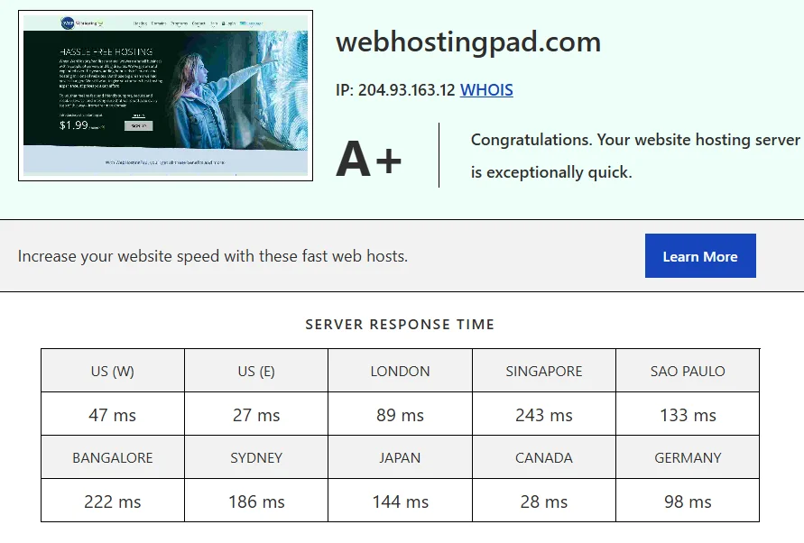 My Speed Test WebHostingPad – Fast Server & Global Performance Check