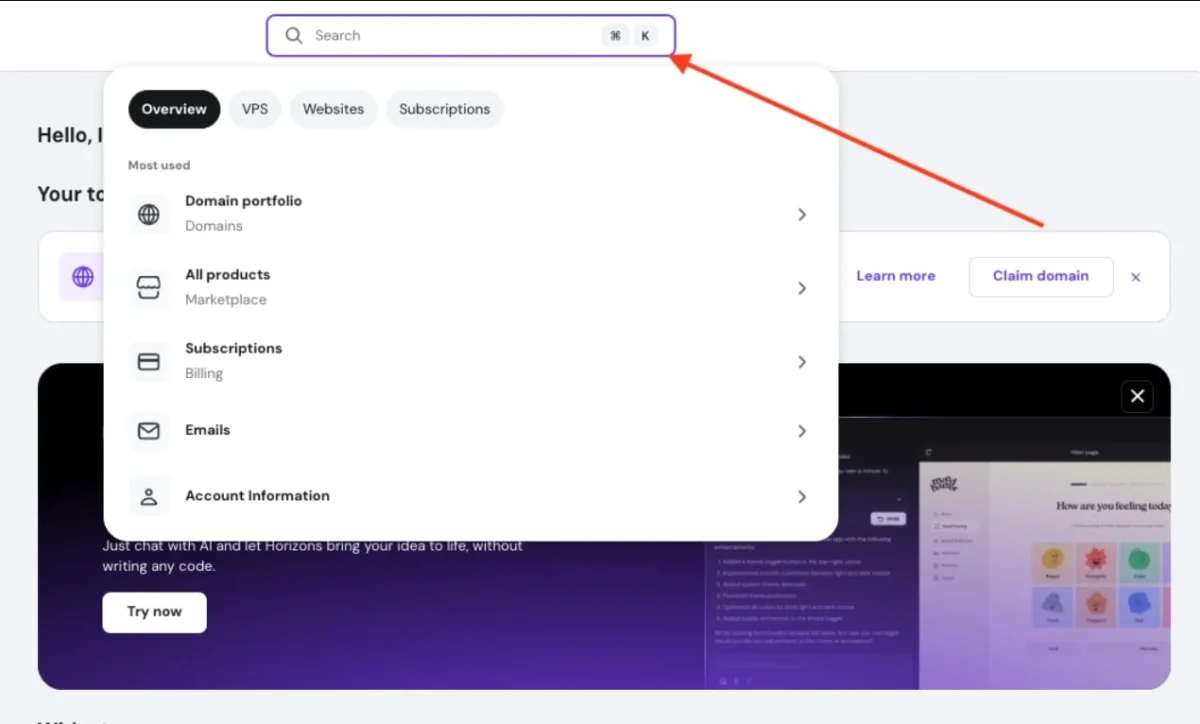 Using hPanel and Webmail