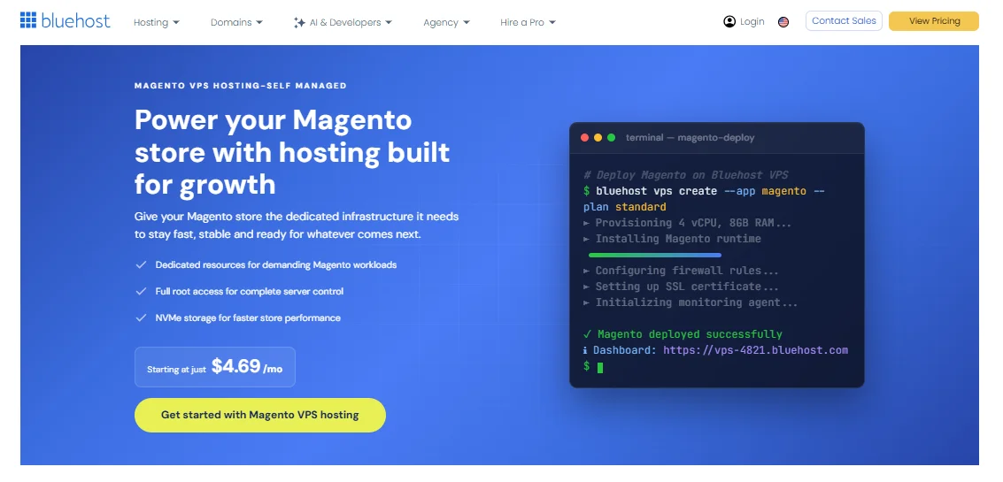 Bluehost Power your Magento store with hosting built for growth official page