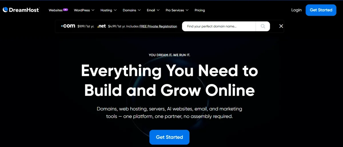 dreamhost hosting official page