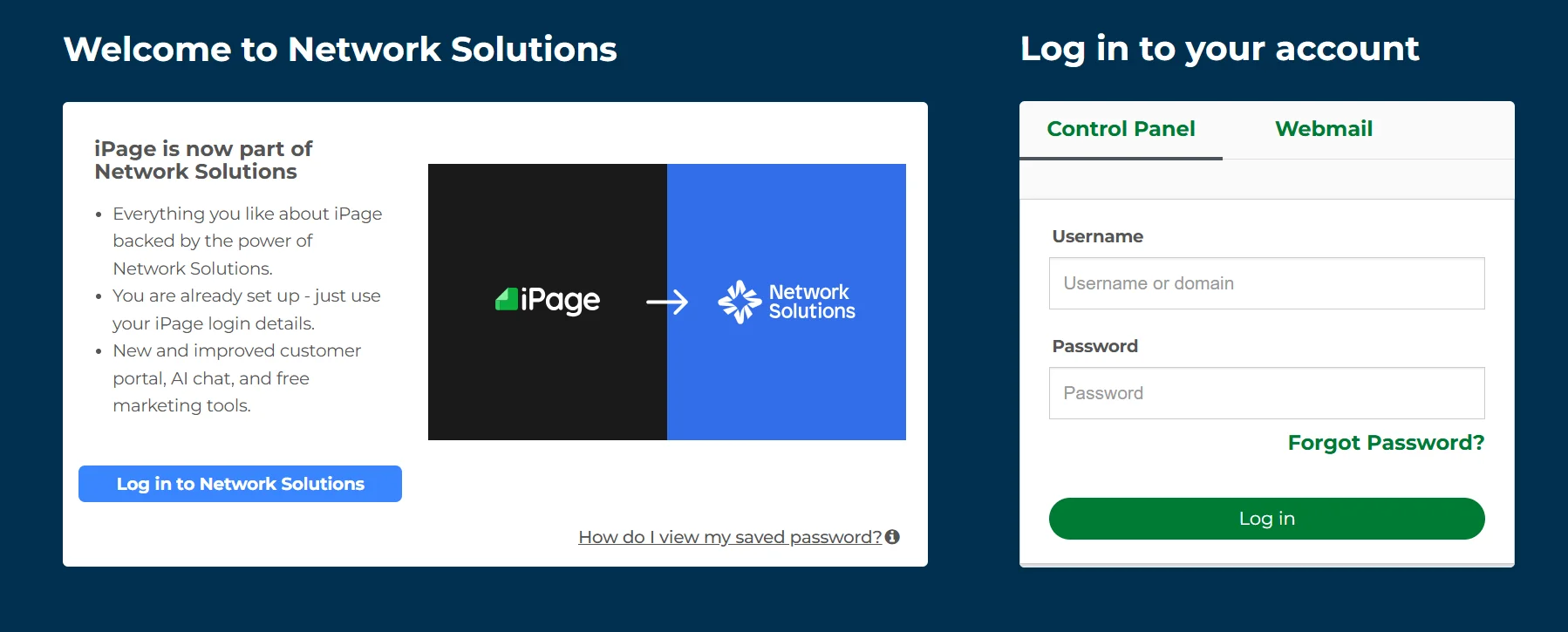 ipage hosting home page