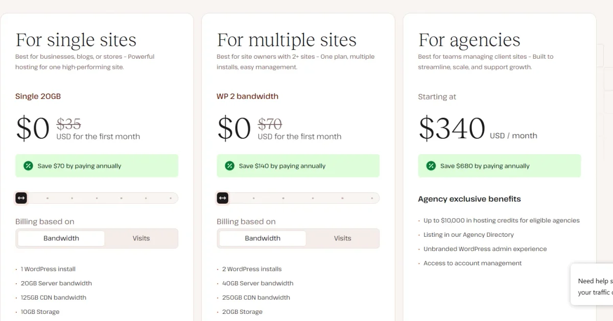 kinsta hosting pricing plans