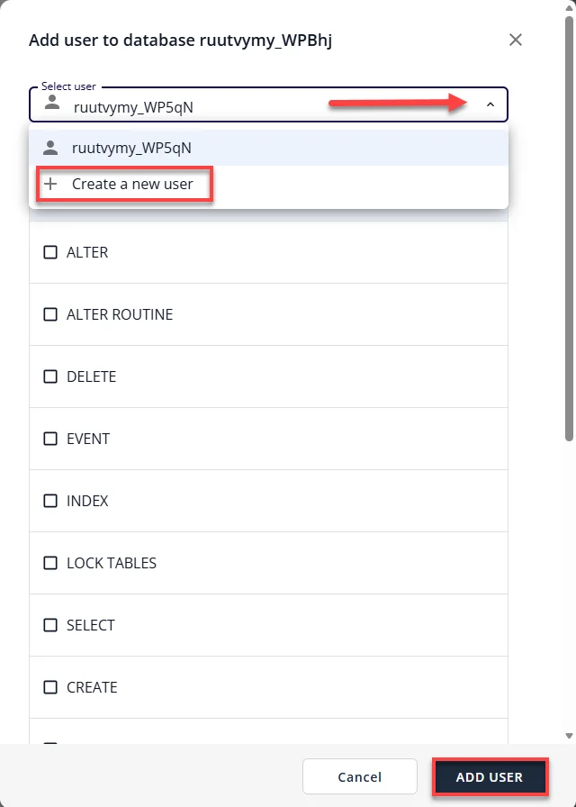 Create a Database and Database User