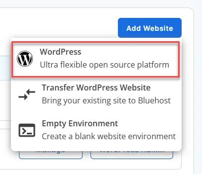 Create a New WordPress Website