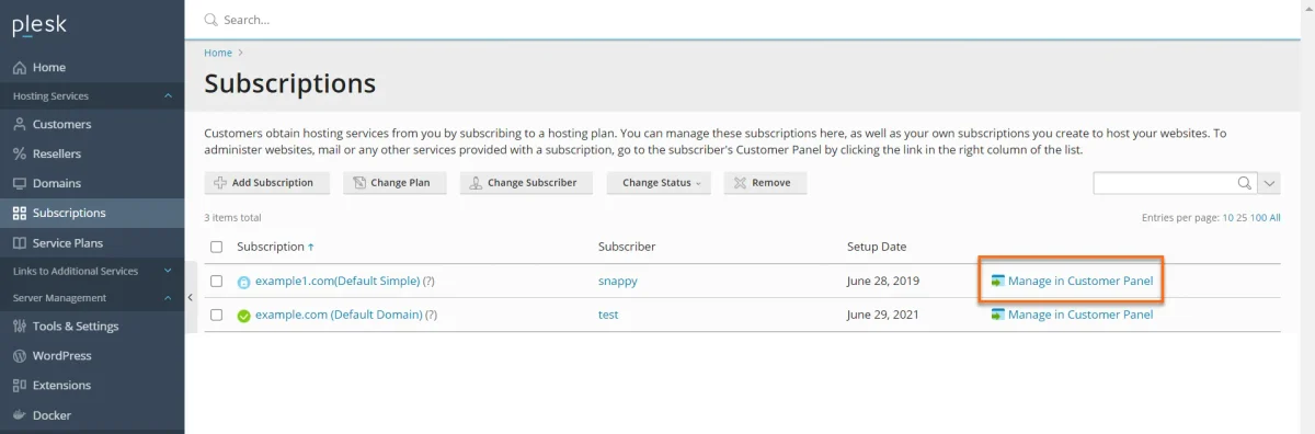 Domain Management and Control Panel