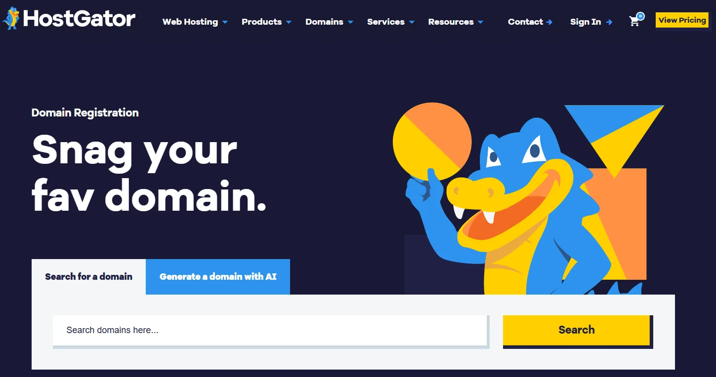 HostGator Domain Registration official page
