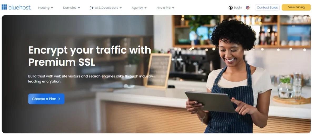 bluehost official-Encrypt your traffic with Premium SSL