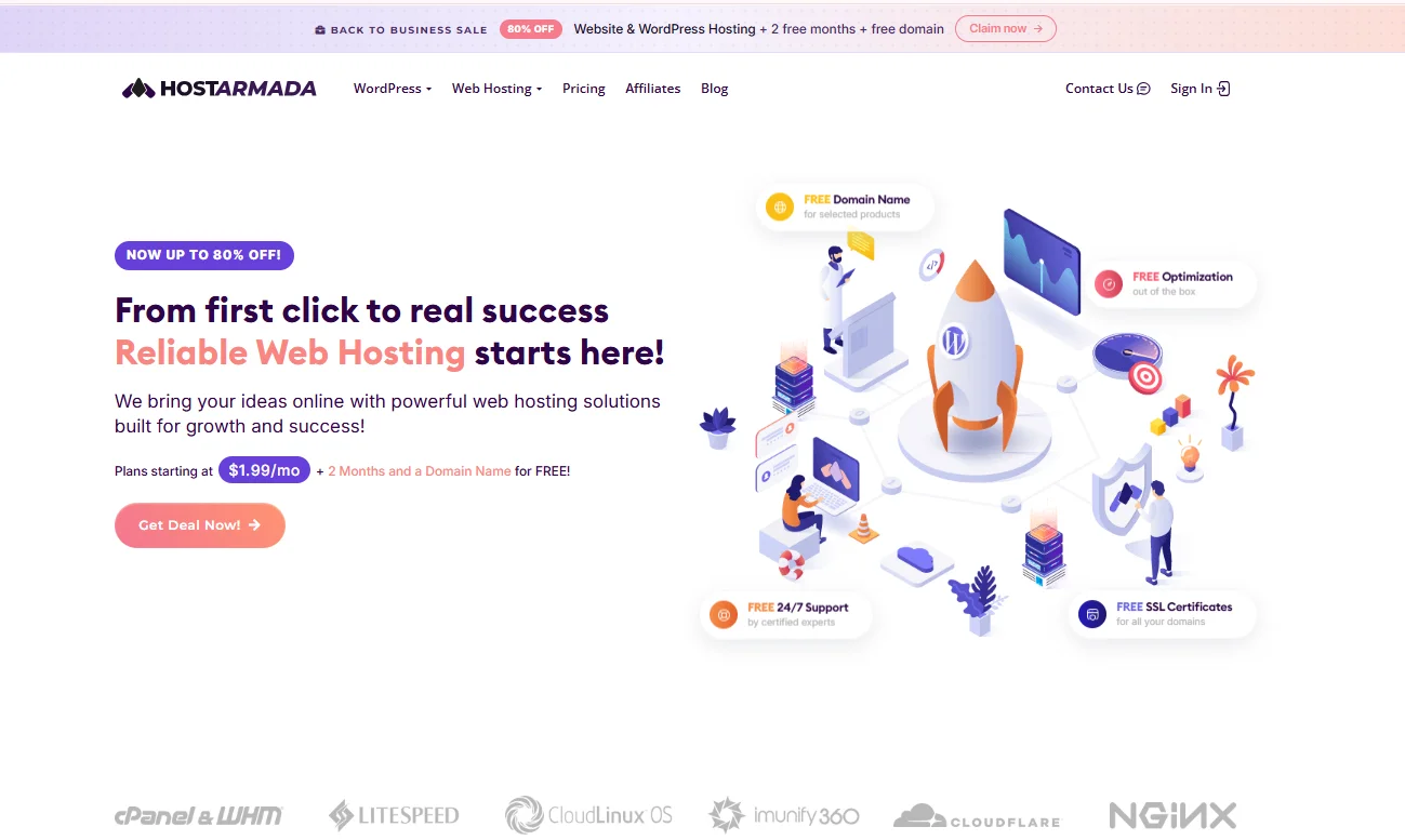 hostarmada home page banner