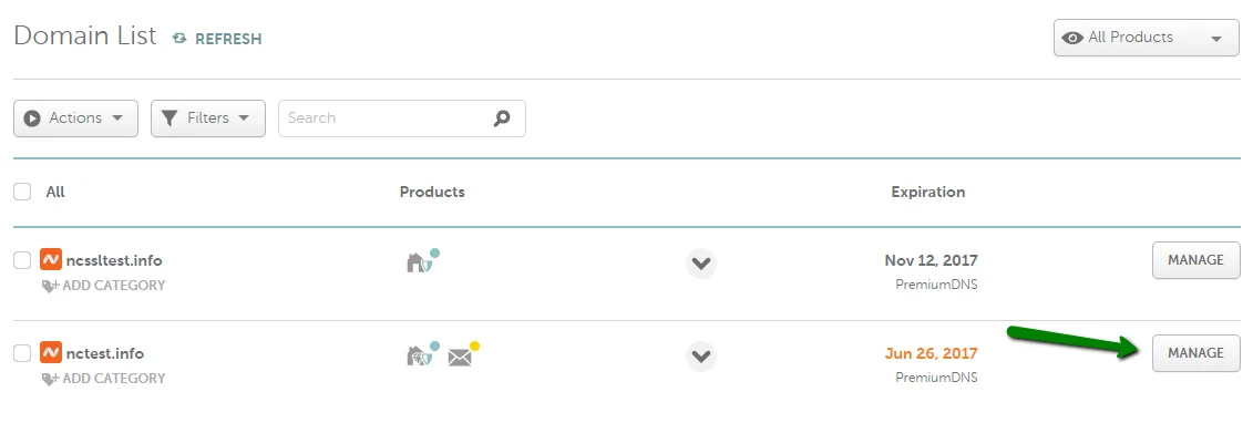 namecheap Nameservers dropdown set to Custom DNS
